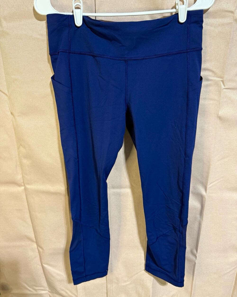 Lululemon Pace Rival Crop 22” Blue Size 8 Running Leggings Side Pockets Zip
